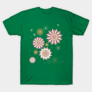 The universe is a floral mandala in green T-Shirt
